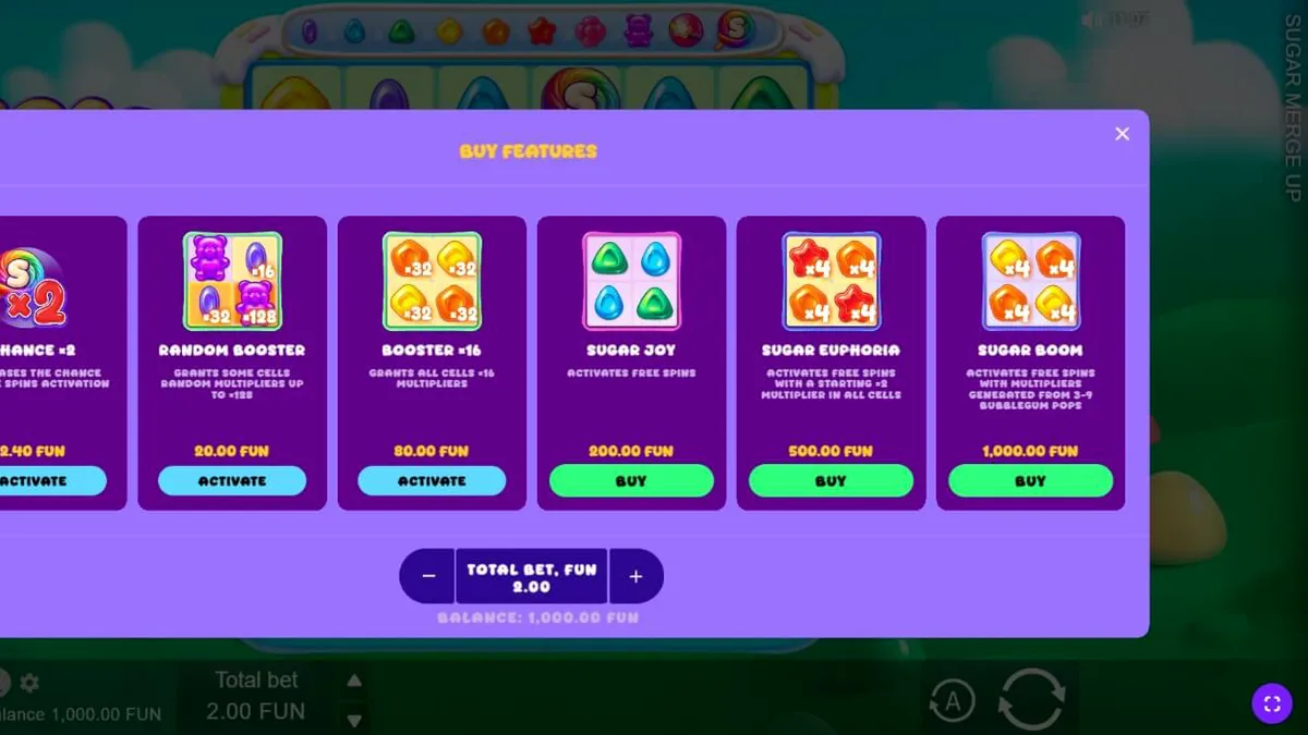 Tampilan visual slot Sugar Merge Up dengan tema permen warna-warni